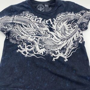 Affliction Women's Crop Top T-Shirt Dragon Fleur De Lis Y2K Grunge Small SM